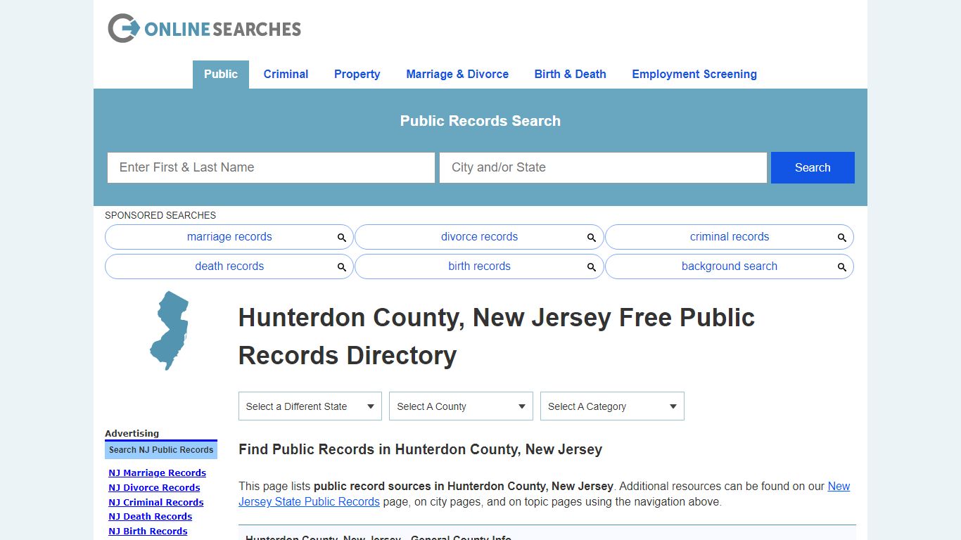 Hunterdon County, New Jersey Public Records Directory